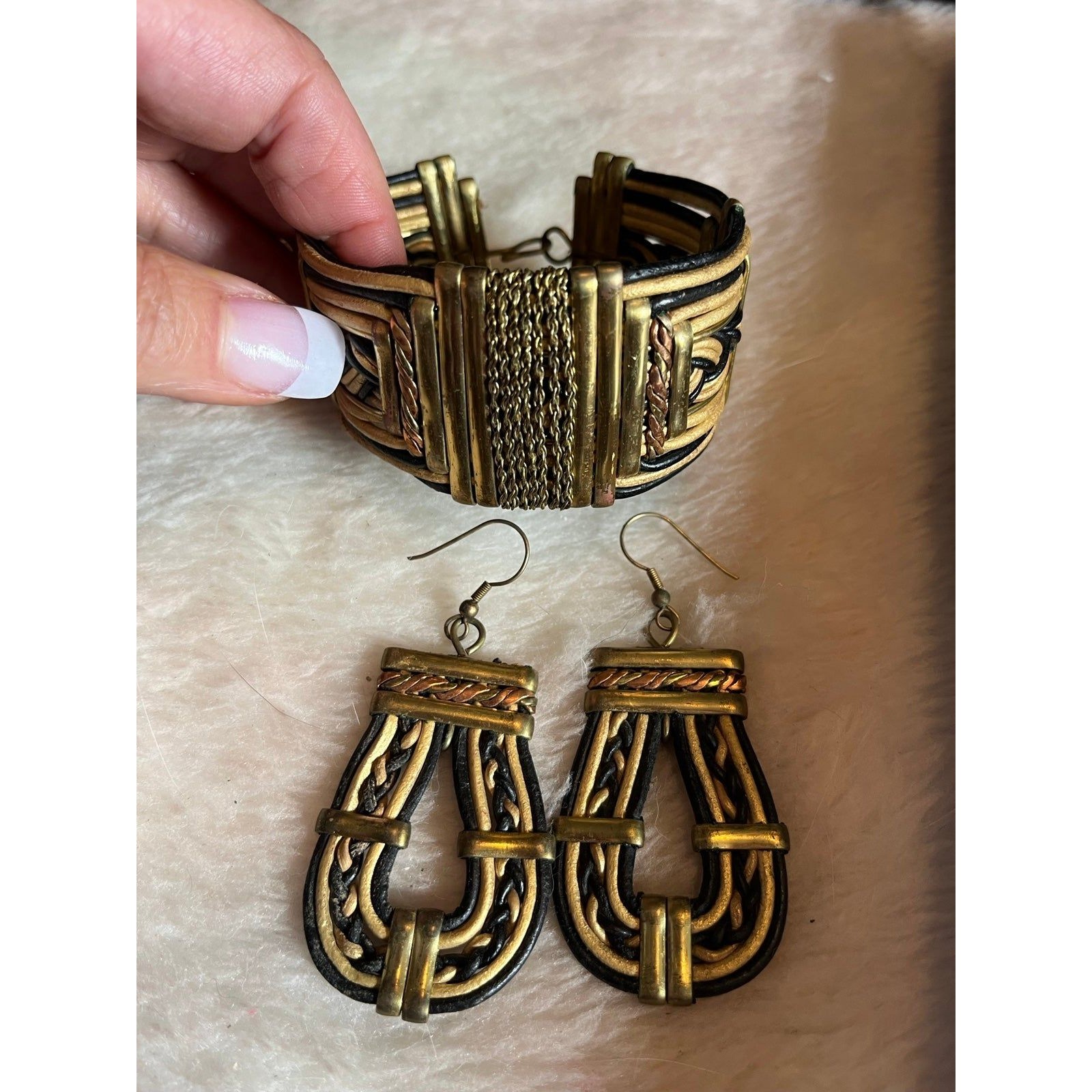 Vintage Alexis Kirk Tribal Bracelet And Earrings Set